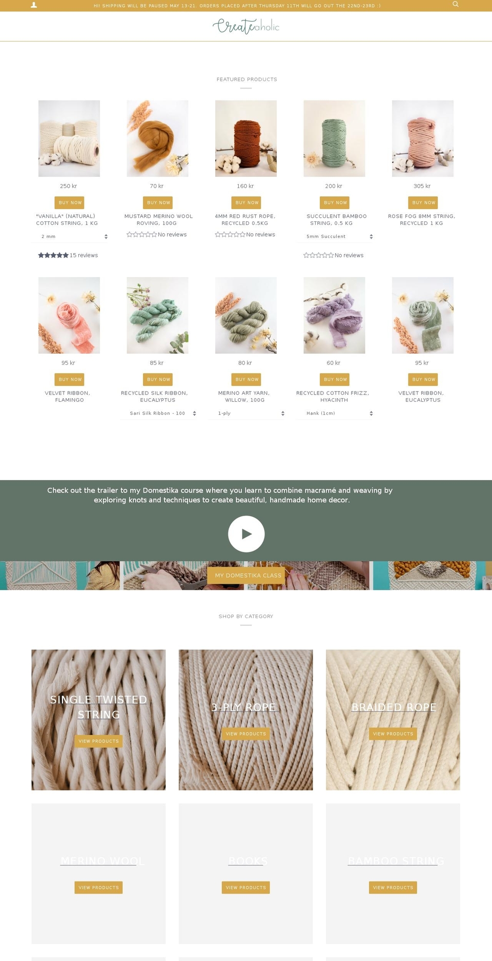 createaholic.se shopify website screenshot