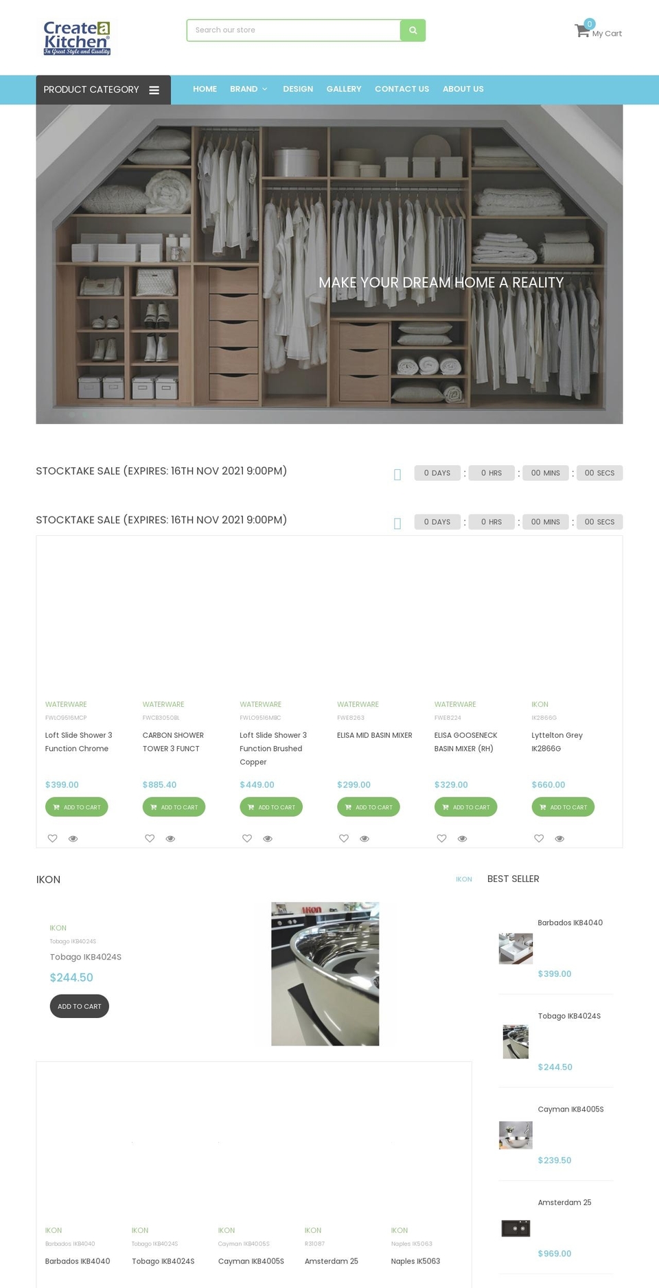 createakitchen.co.nz shopify website screenshot