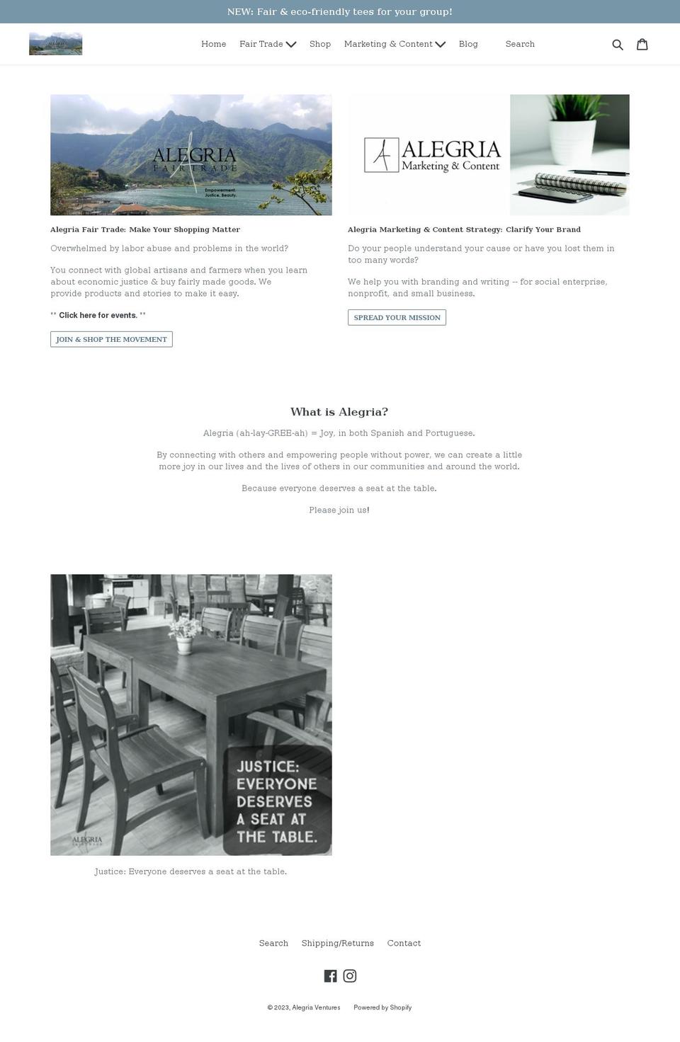 createalegria.com shopify website screenshot
