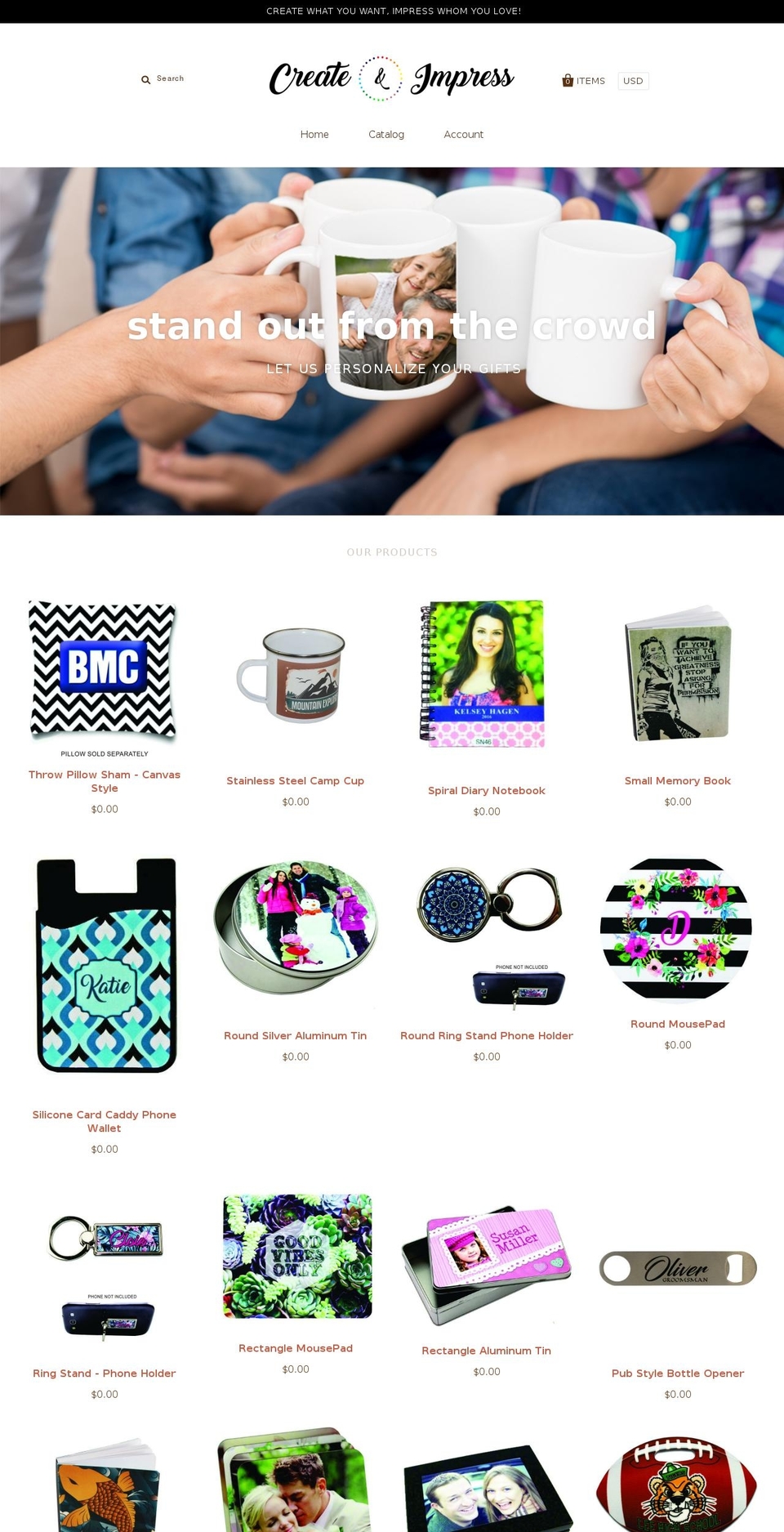 createandimpress.com — Shopify storefront screenshot