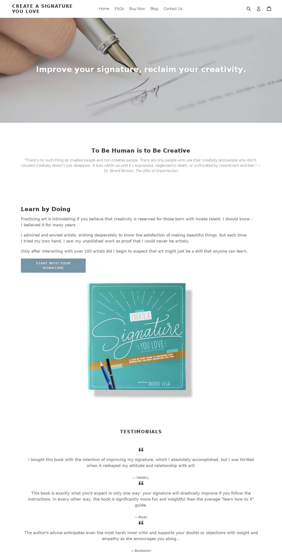 createasignature.com shopify website screenshot