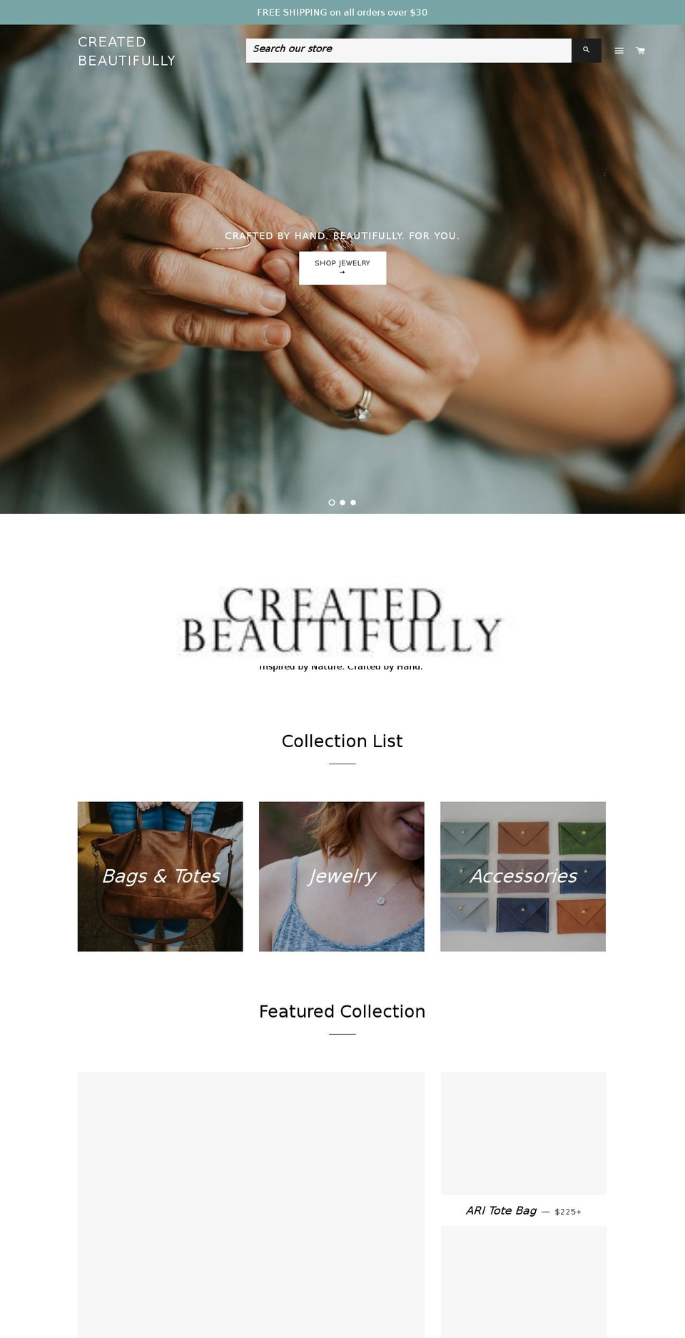 createdbeautifully.com — Shopify storefront screenshot