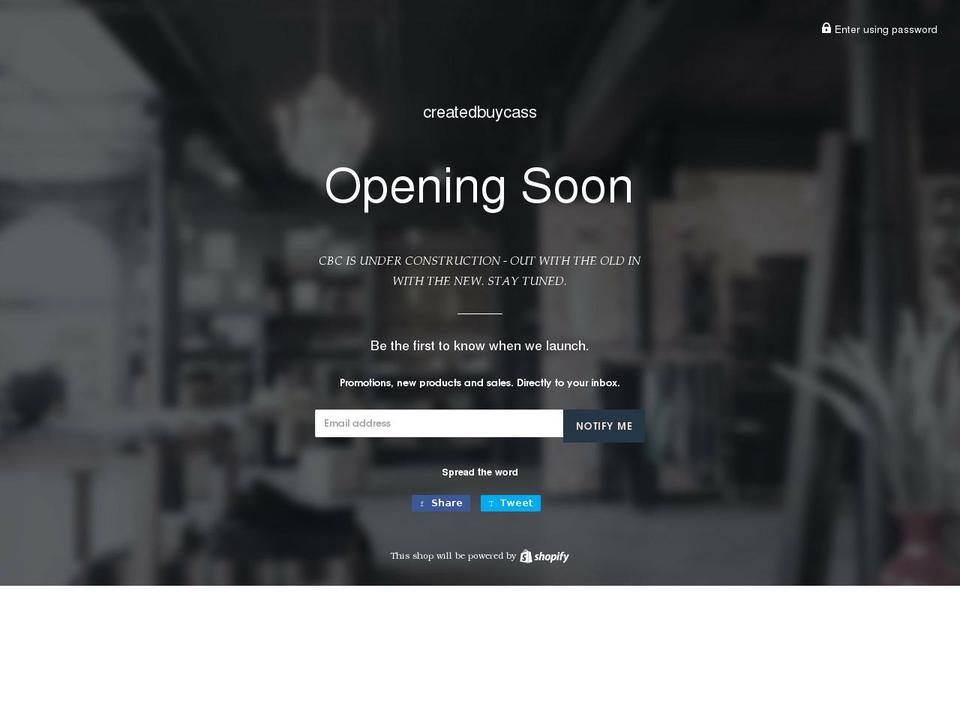 createdbuycass.com — Shopify storefront screenshot