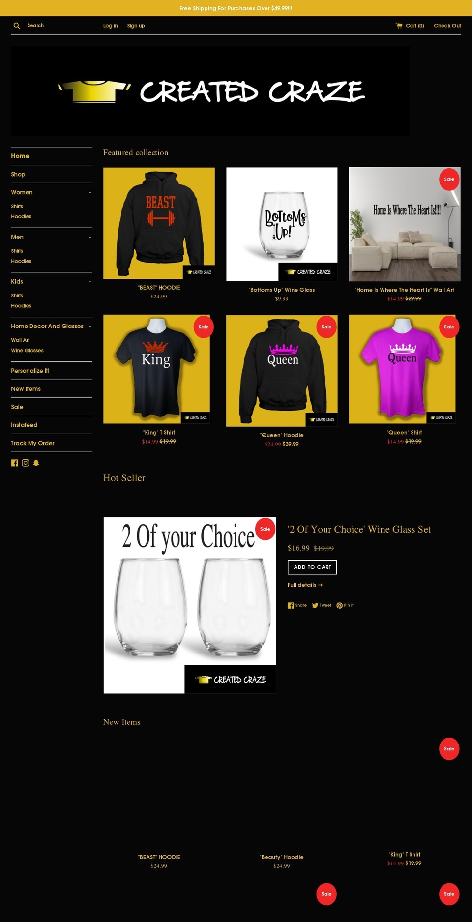 createdcraze.com — Shopify storefront screenshot