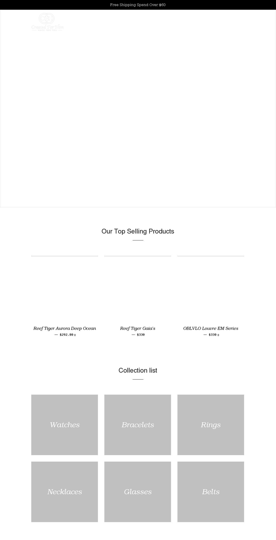 createdforhim.com shopify website screenshot