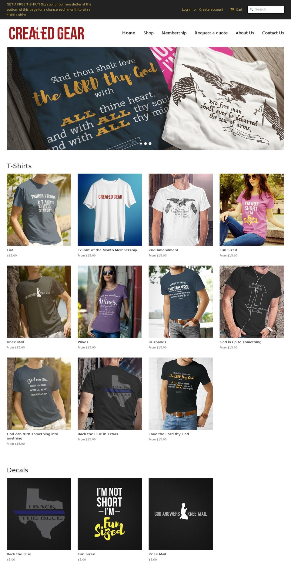 createdgear.com shopify website screenshot