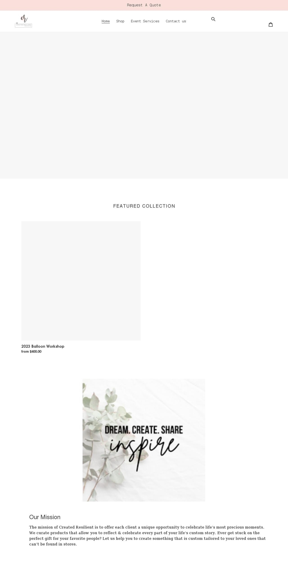 createdresilient.com shopify website screenshot