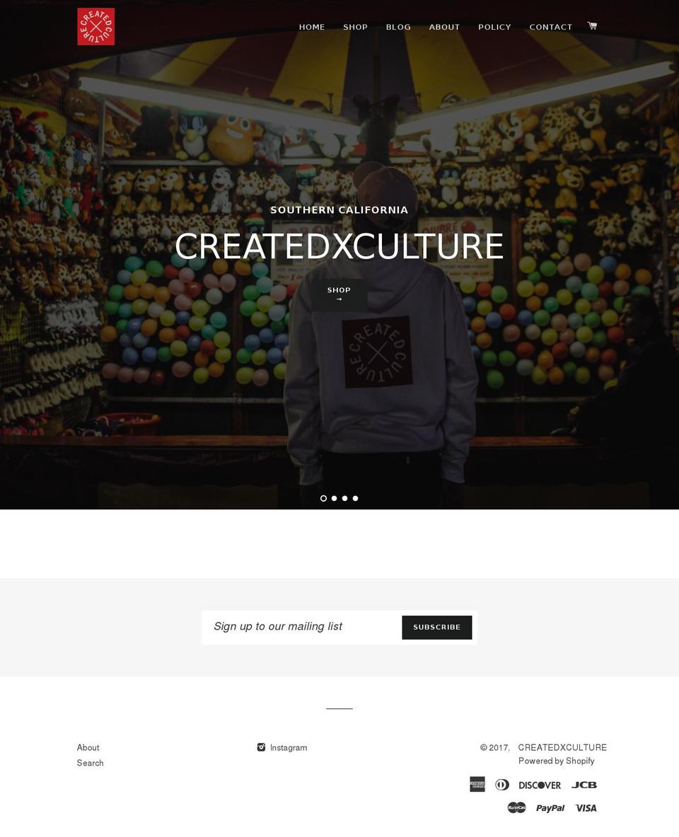 createdxculture.com shopify website screenshot