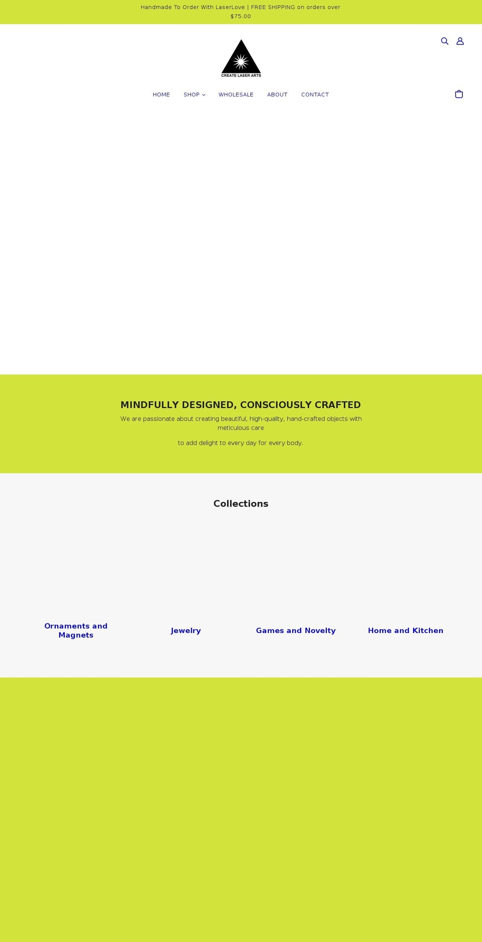 createlaserarts.com shopify website screenshot