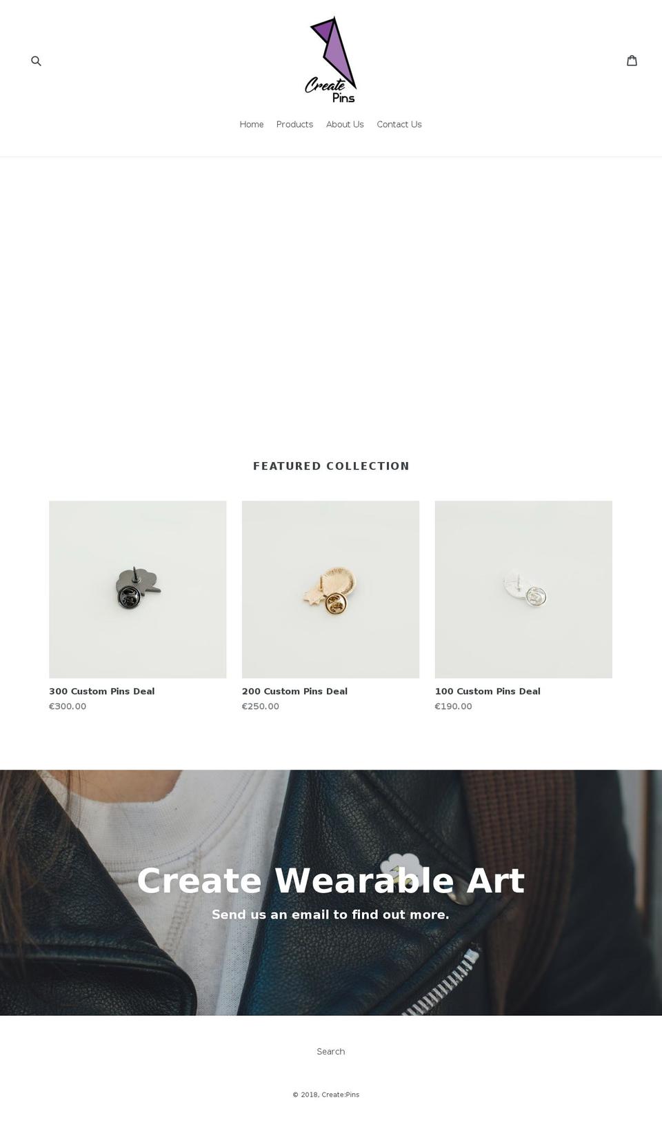 createpins.com — Shopify storefront screenshot