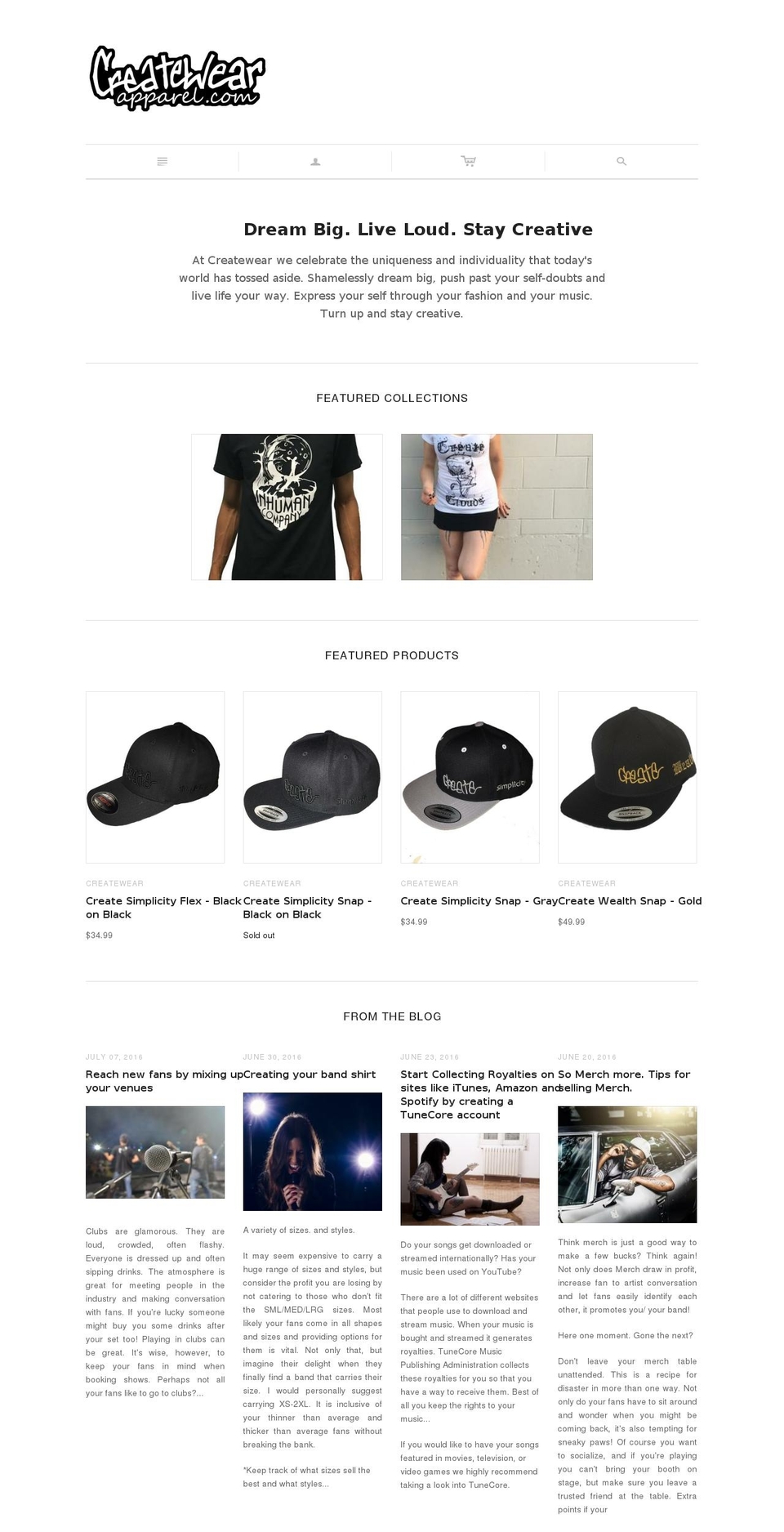 createwearapparel.com — Shopify storefront screenshot