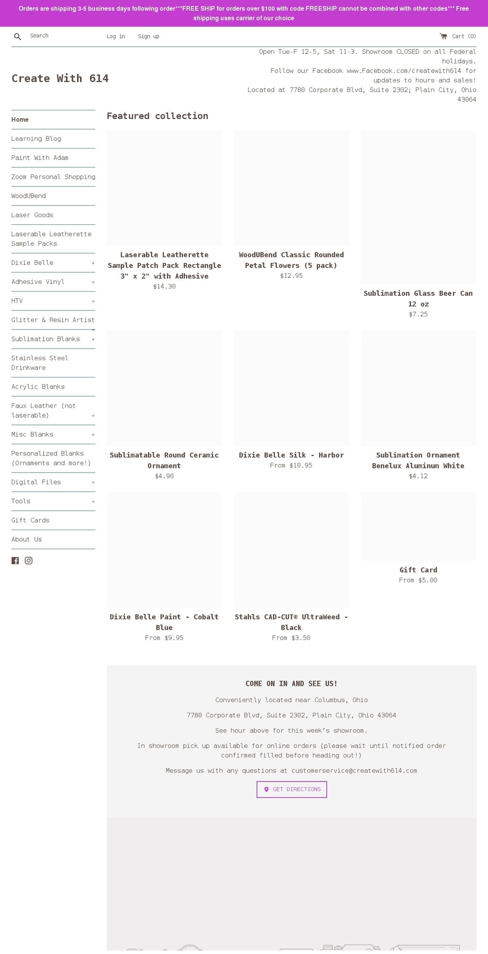 createwith614.com shopify website screenshot