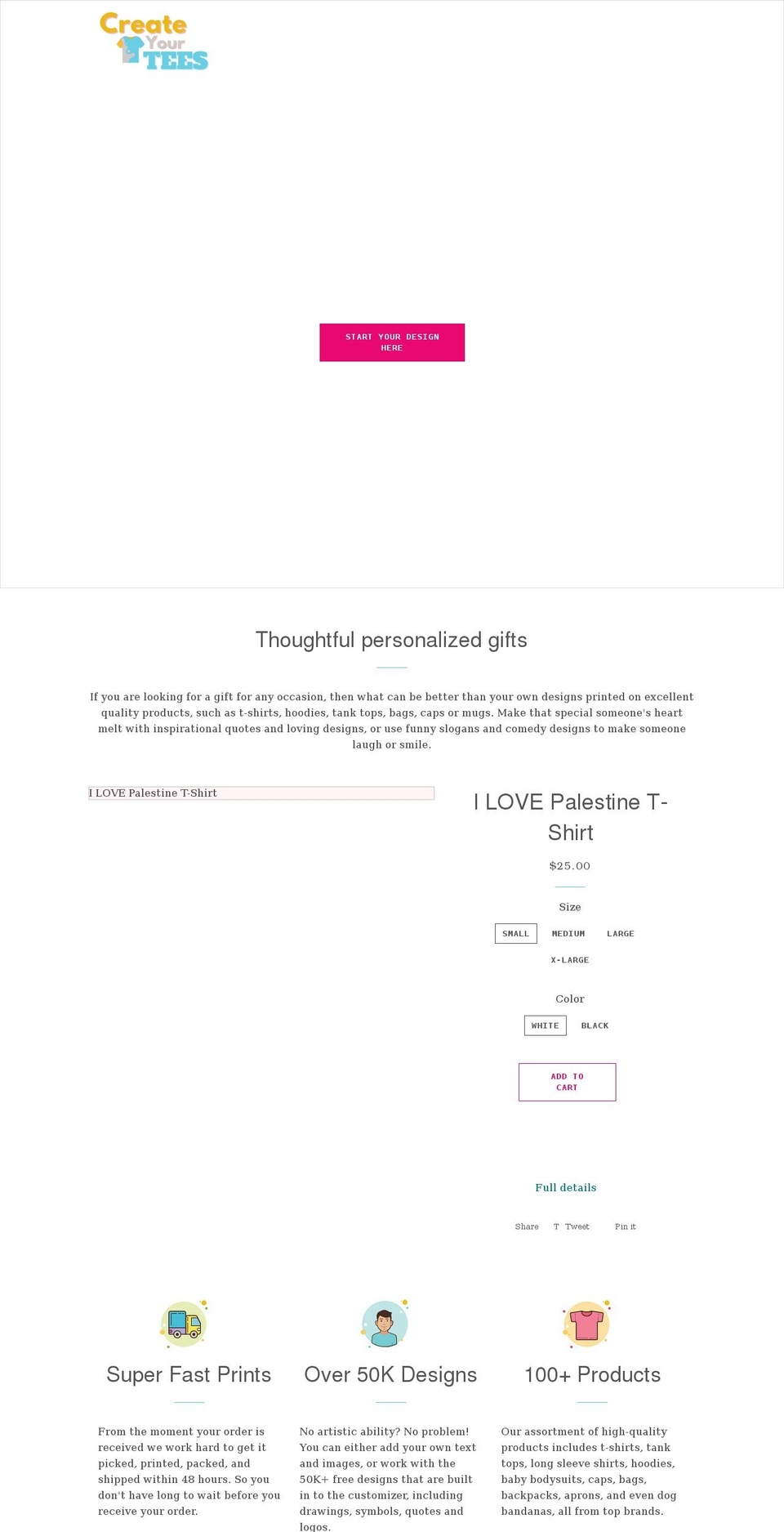 Print-theme Shopify theme site example createyourtees.com