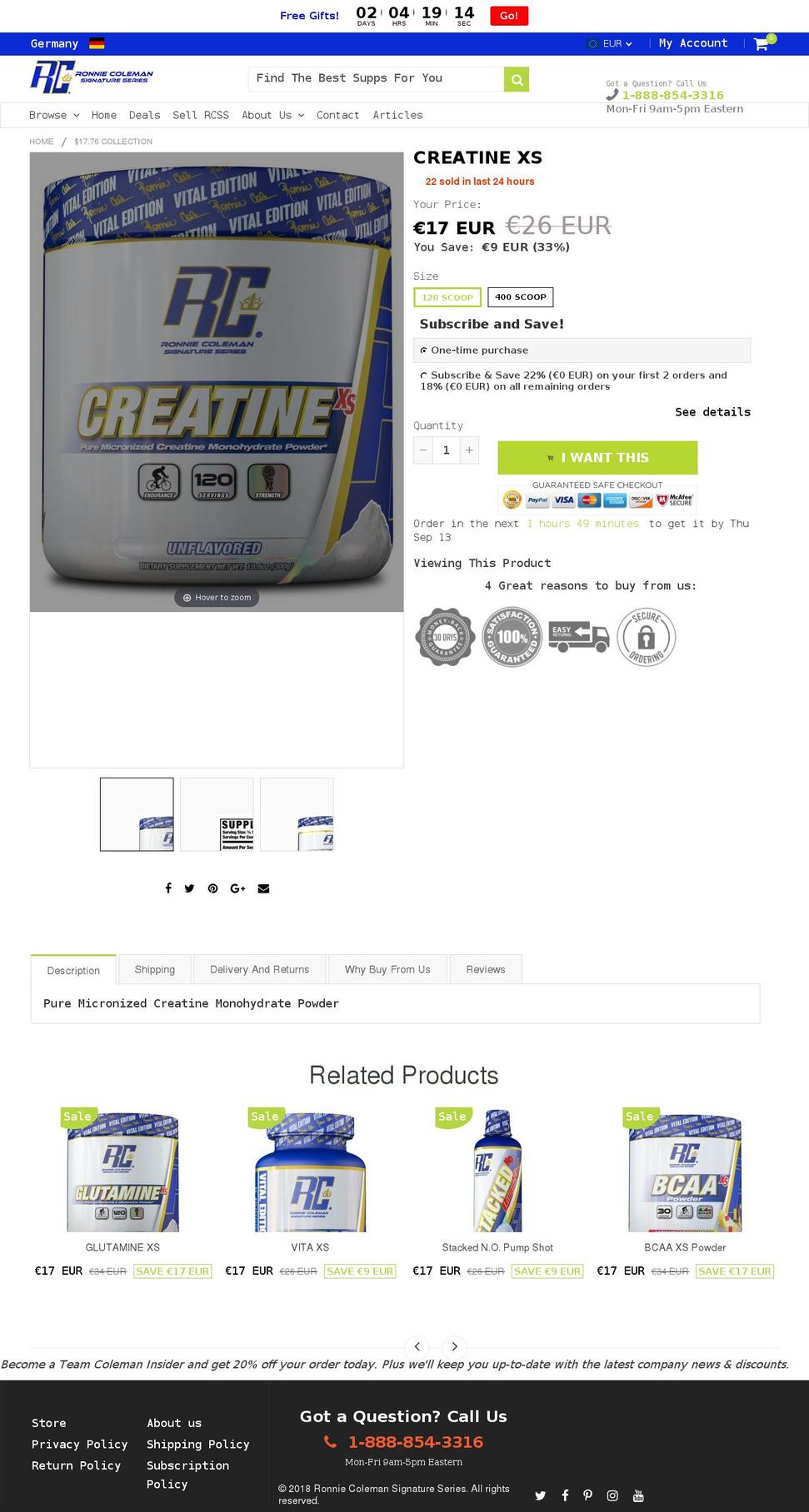 creatine-xs.com — Shopify storefront screenshot