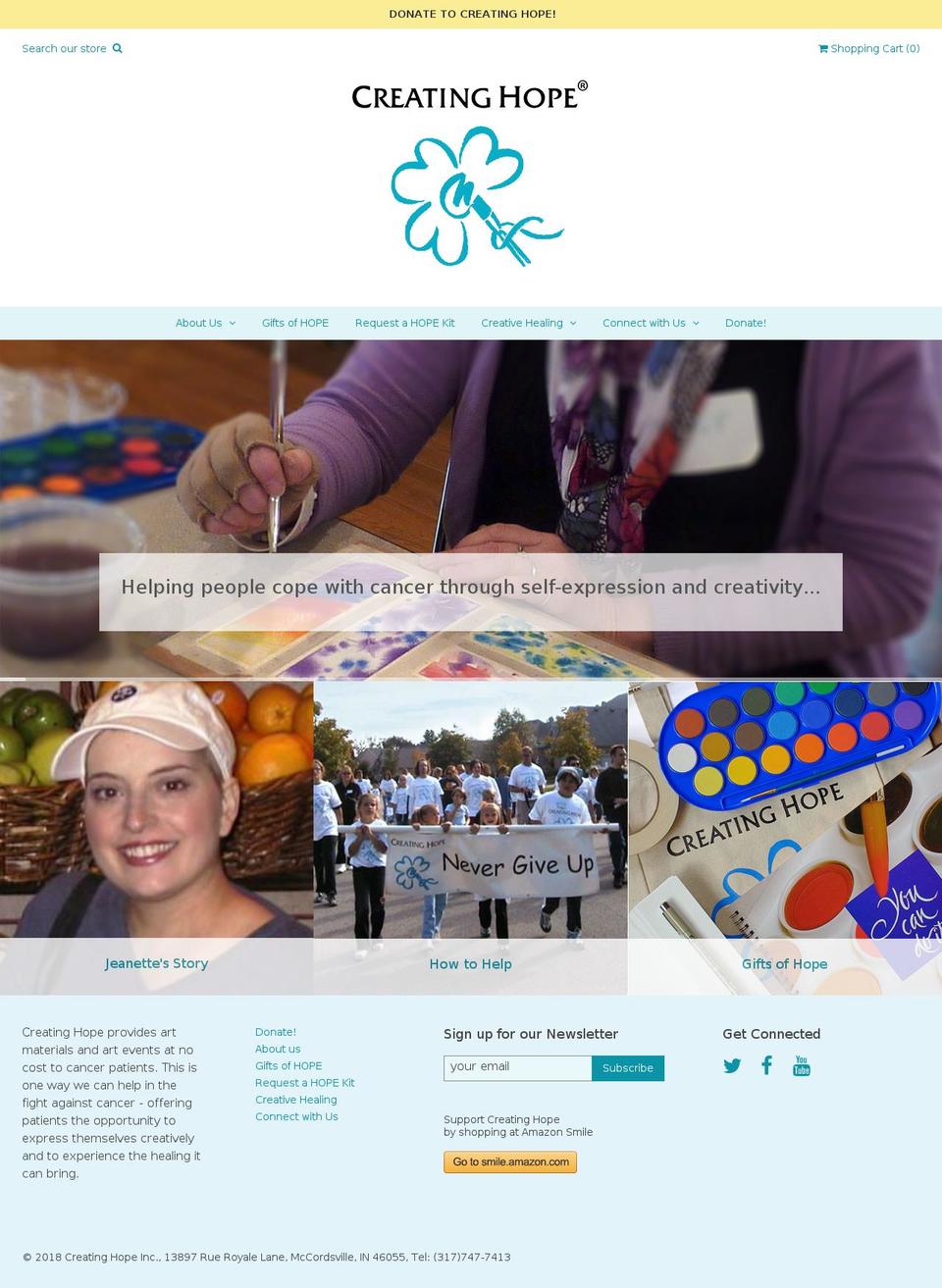 creating-hope.com — Shopify storefront screenshot