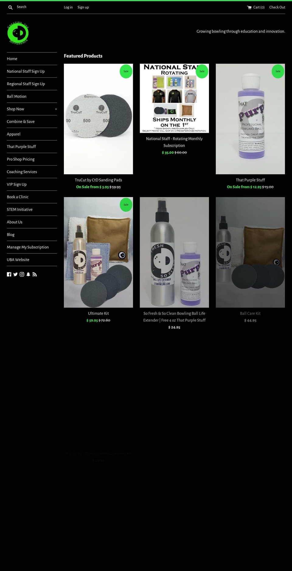 creatingthedifferencebowlingproshop.com — Shopify storefront screenshot