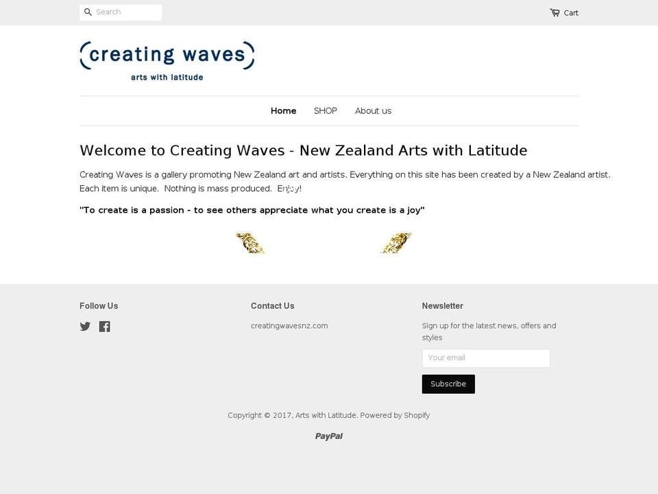 creatingwavesnz.com shopify website screenshot