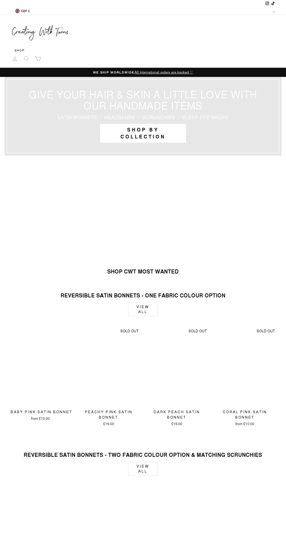 creatingwithtwins.com shopify website screenshot