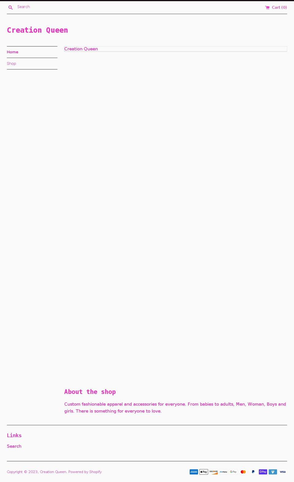 creation-queen.com shopify website screenshot