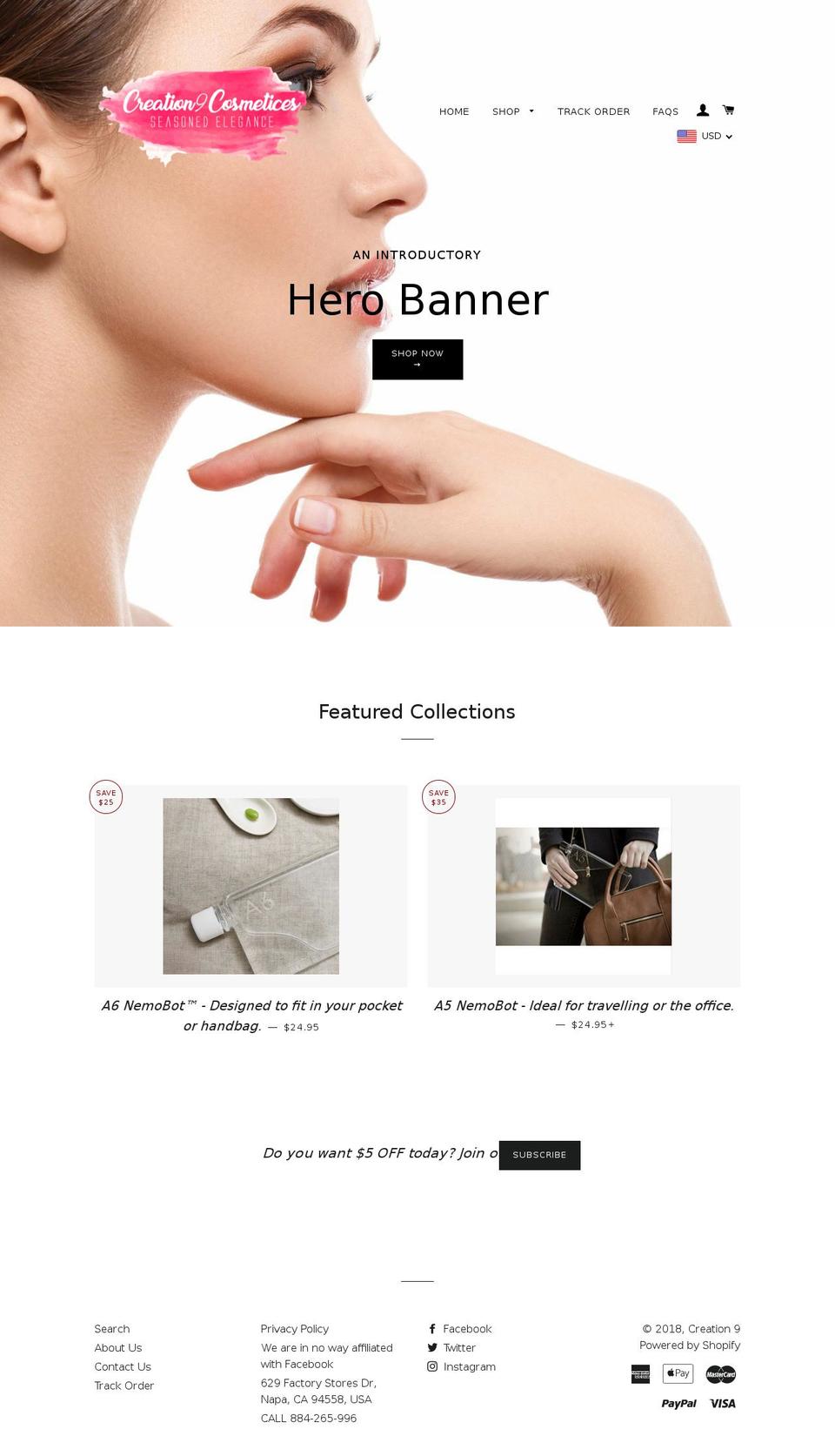 creation9co.com shopify website screenshot