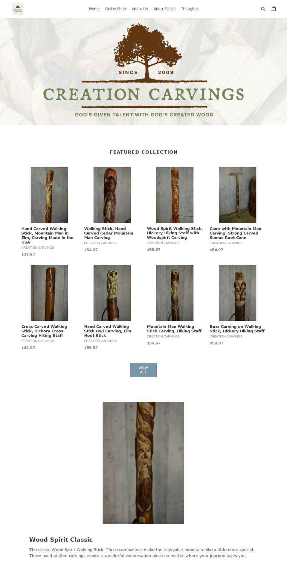 creationcarvings.com shopify website screenshot