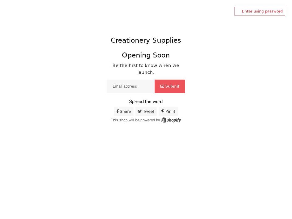 creationerysupplies.com shopify website screenshot