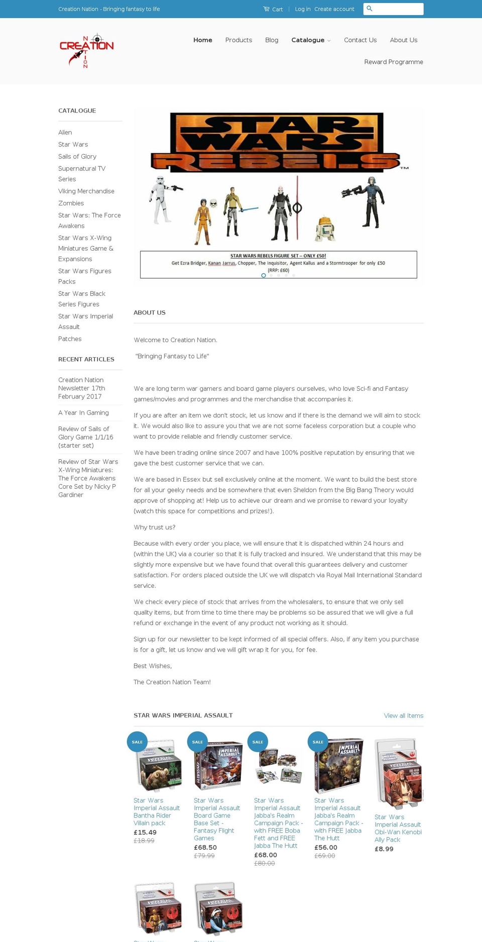 creationnationstore.com shopify website screenshot