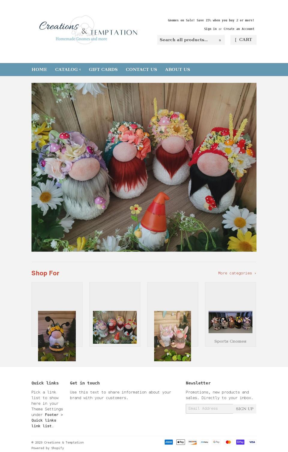 creationsandtemptation.com shopify website screenshot