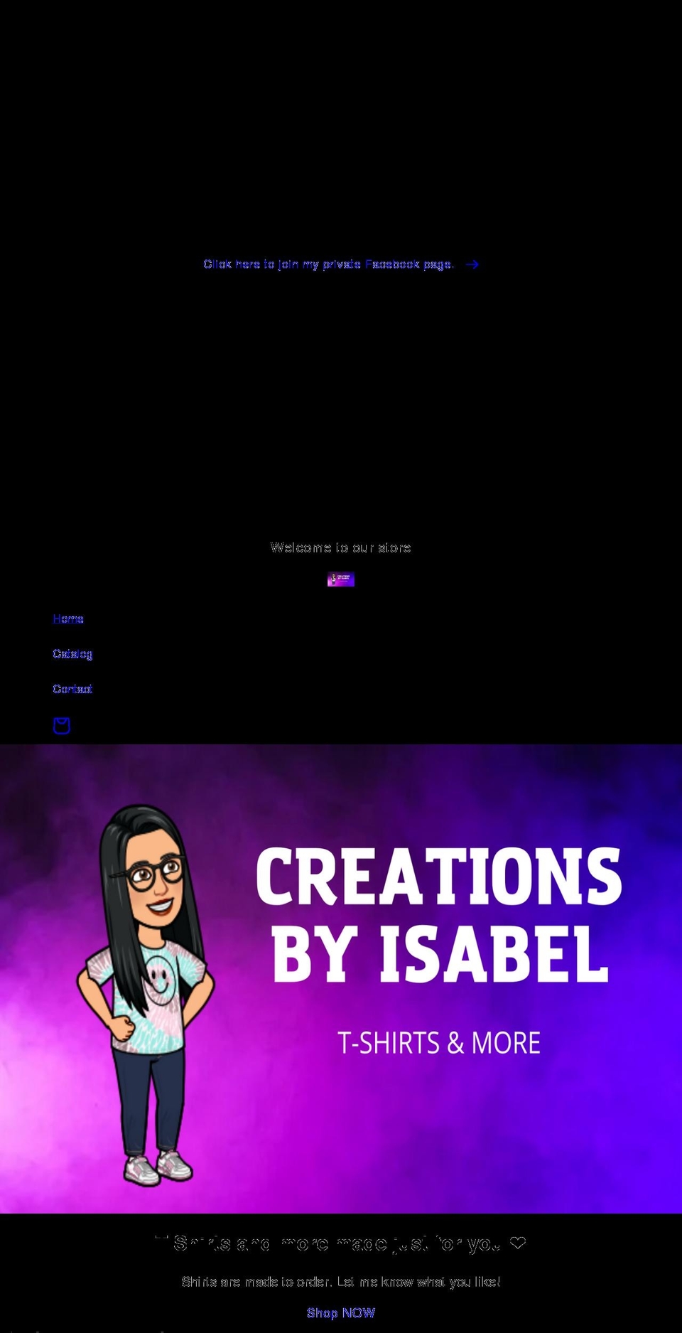 creationsbyisabel.net shopify website screenshot
