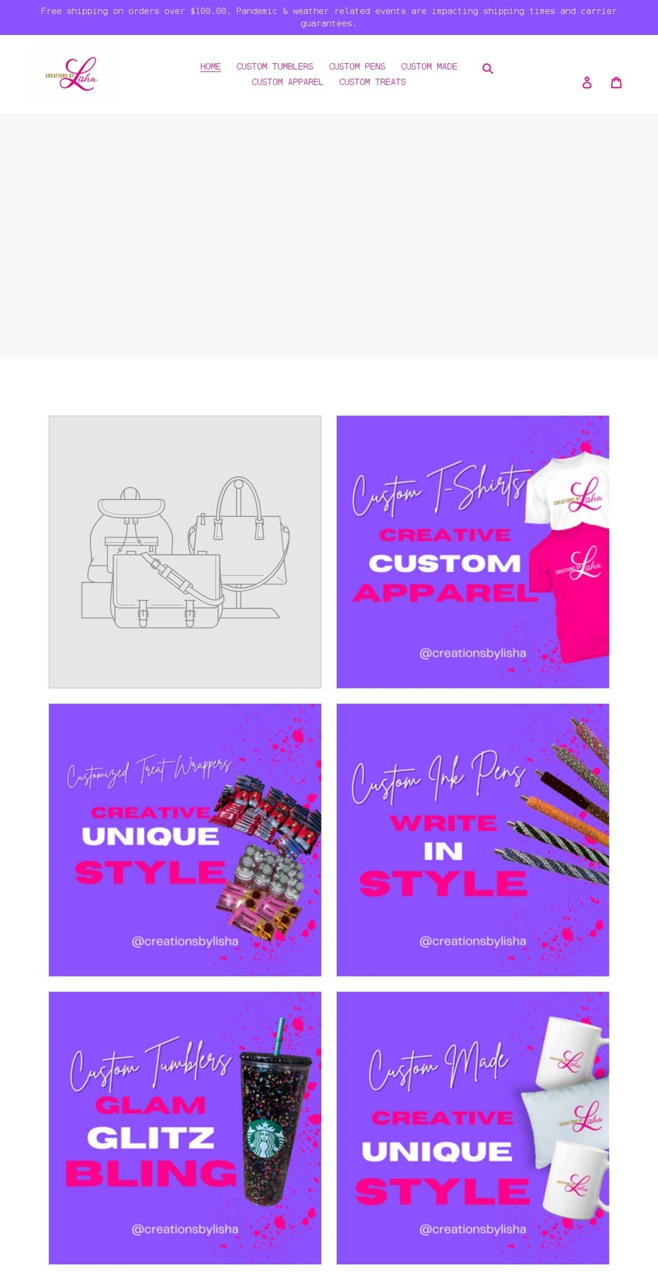 creationsbylisha.com shopify website screenshot