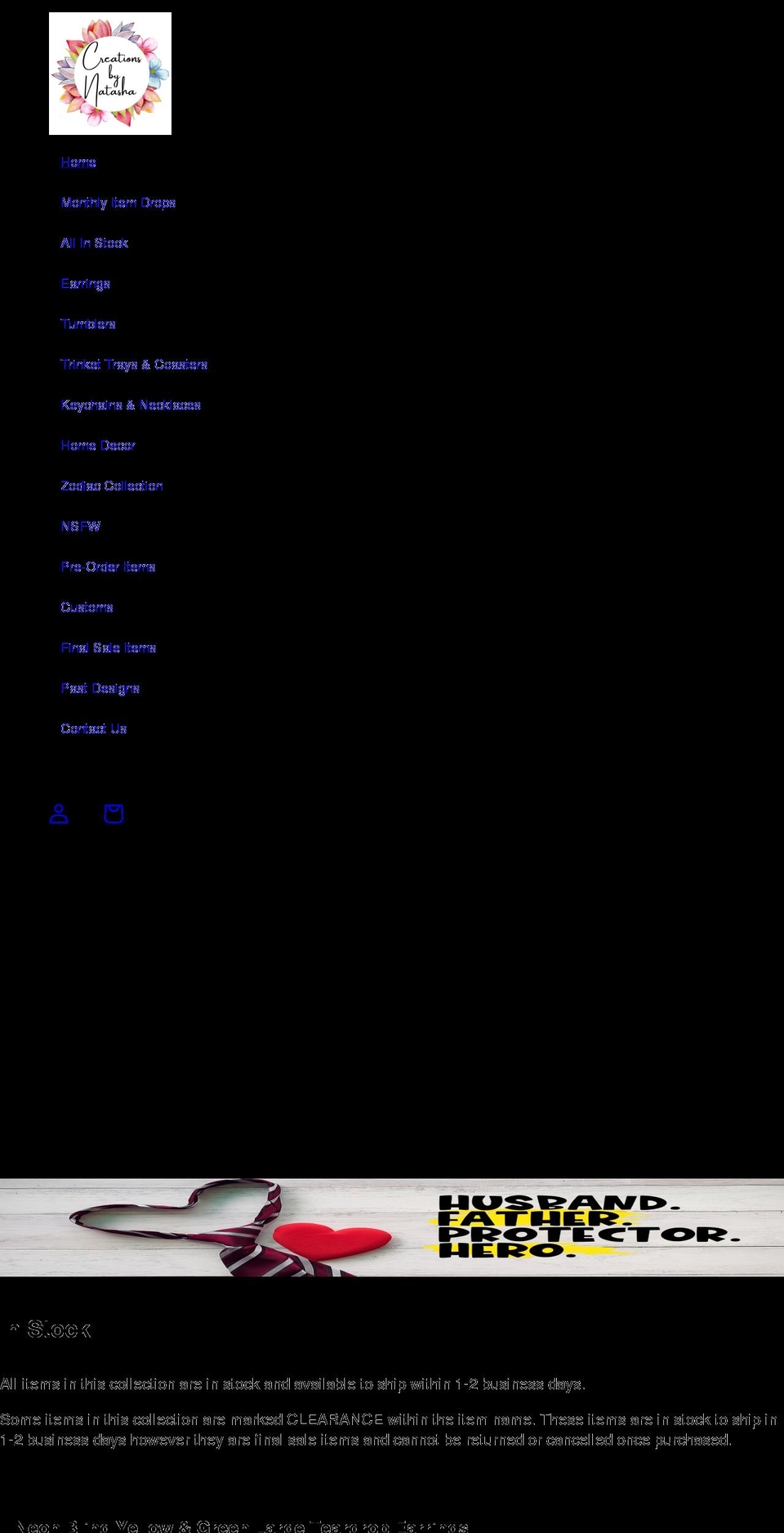 creationsbynatasha.com shopify website screenshot