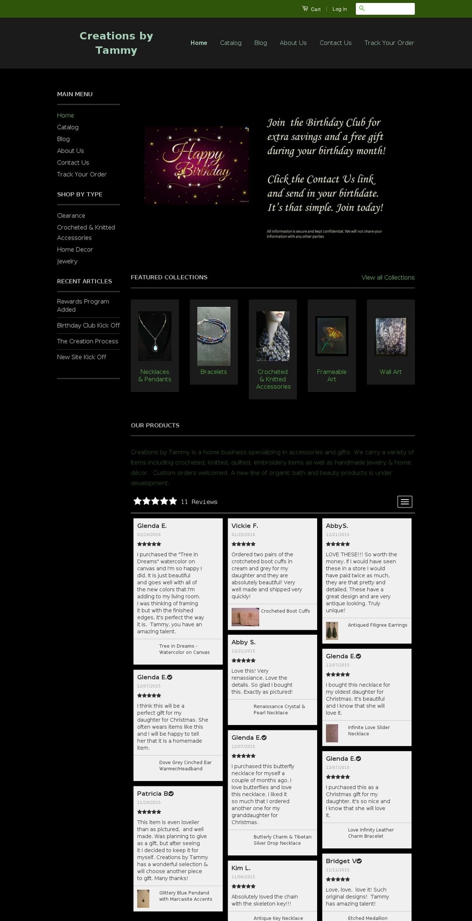 creationsbytammy.org shopify website screenshot