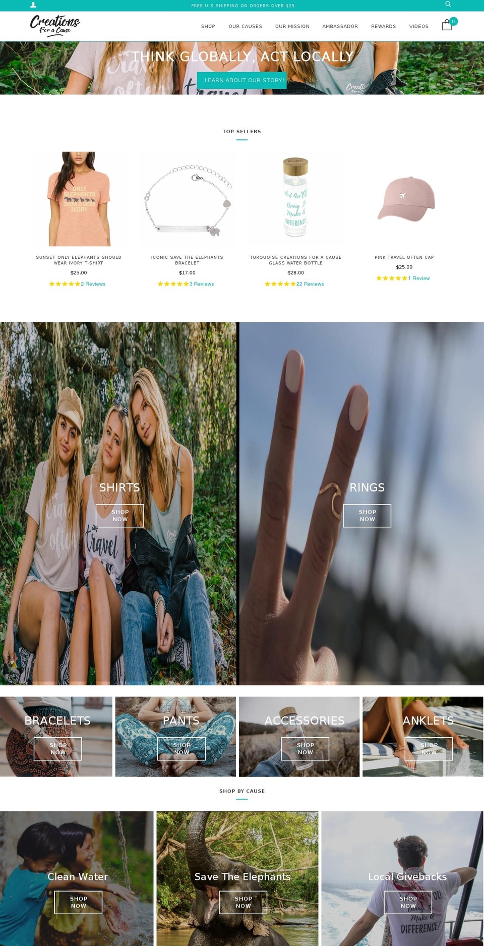 creationsforacause.com shopify website screenshot