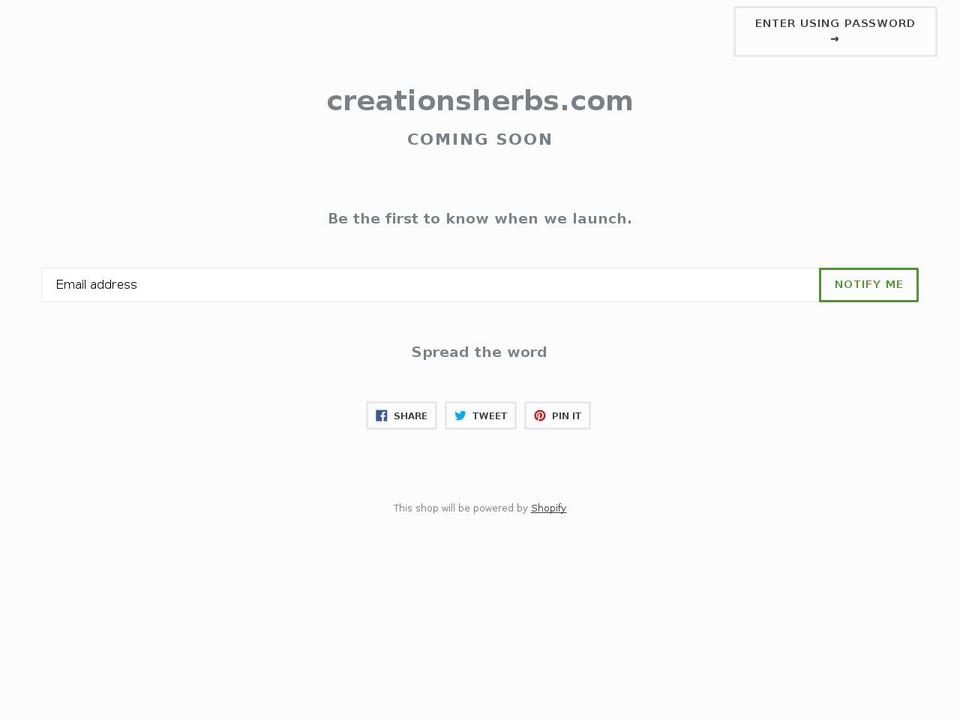 creationsherbs.com — Shopify storefront screenshot