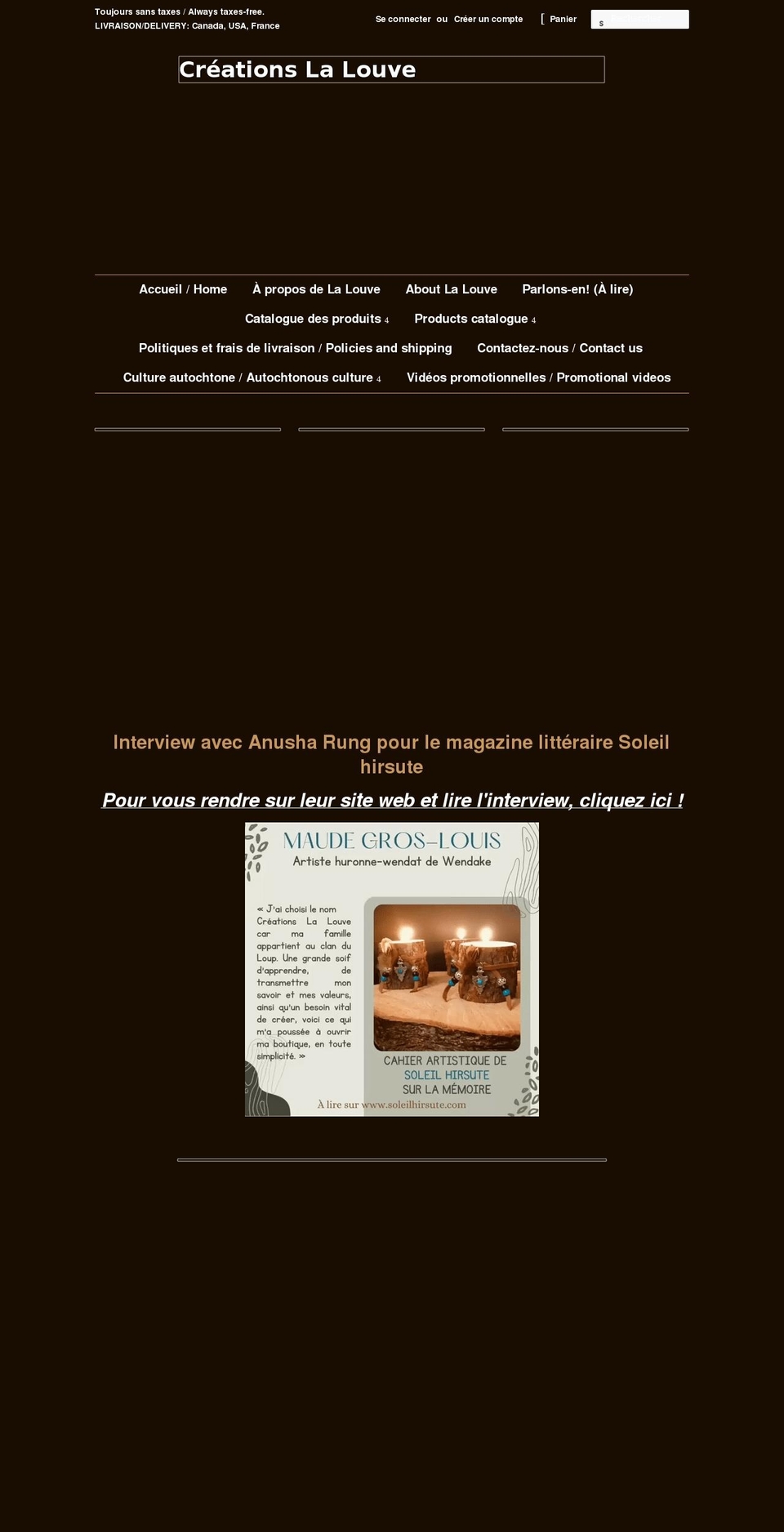 creationslalouve.com shopify website screenshot