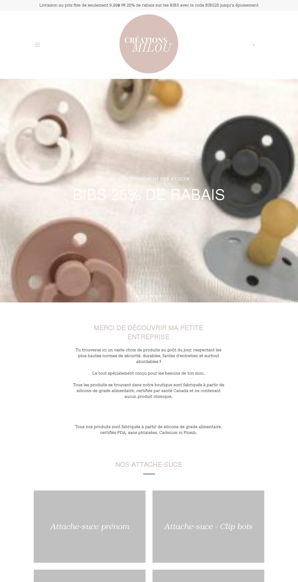 creationsmilou.com shopify website screenshot