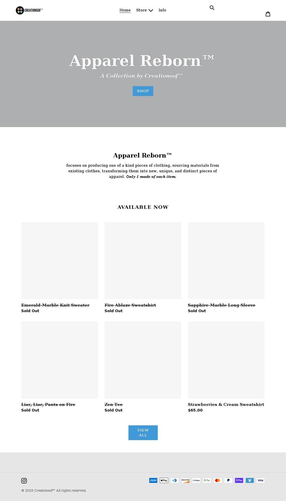 creationsof.com shopify website screenshot