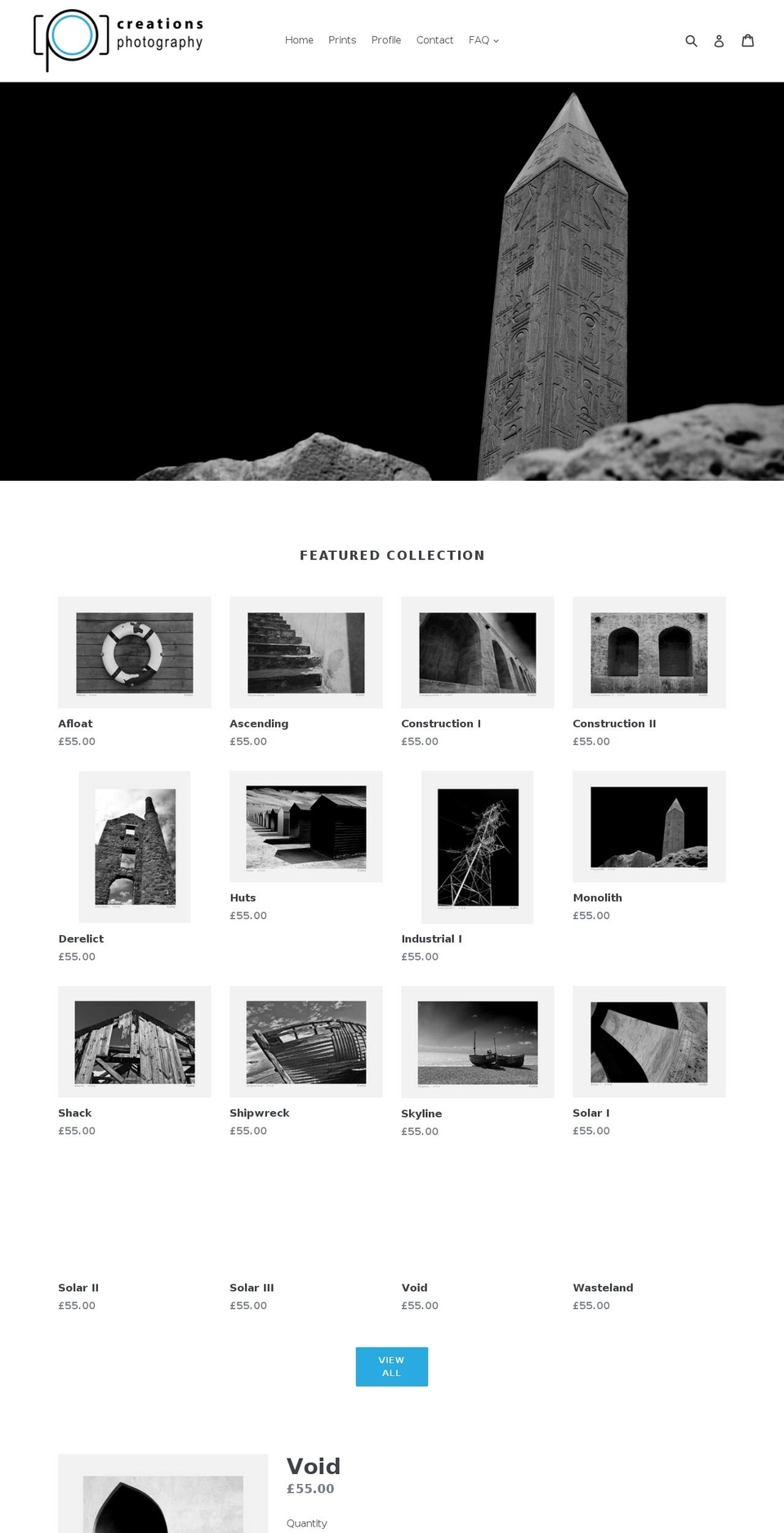 creationsphotography.net shopify website screenshot