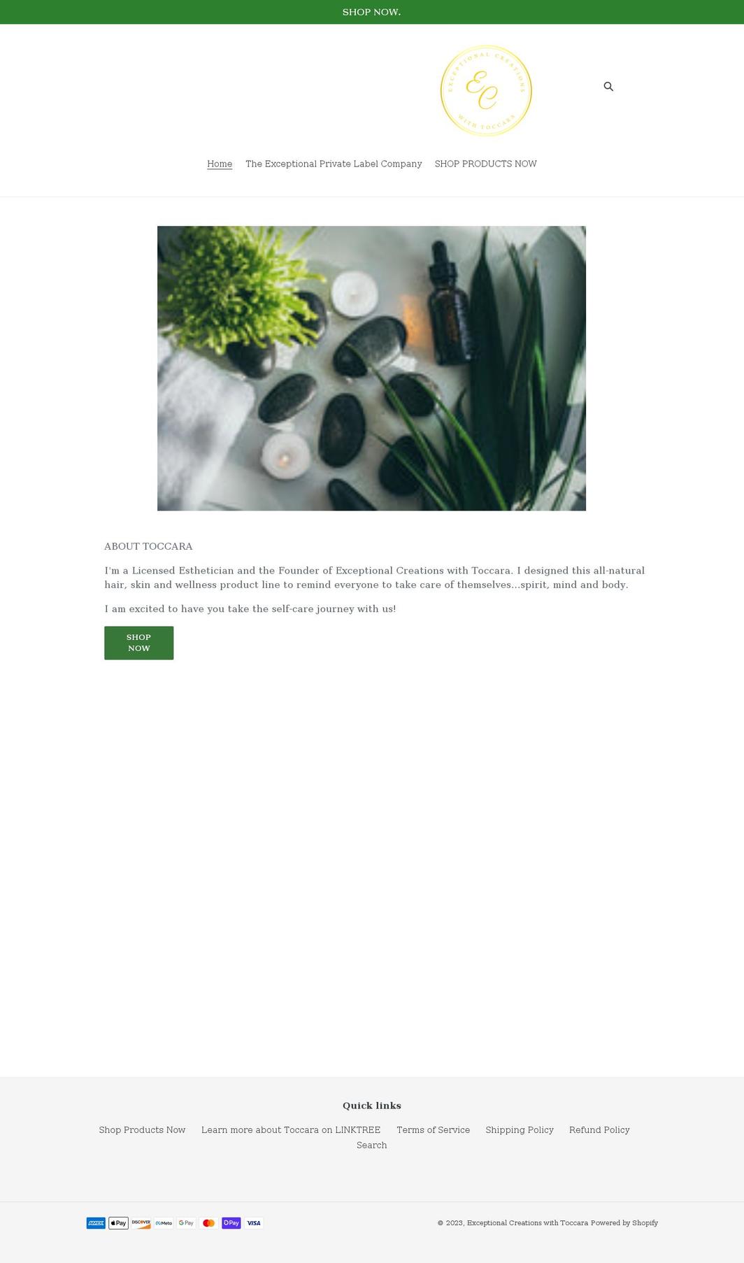 creationswithtoccara.com shopify website screenshot
