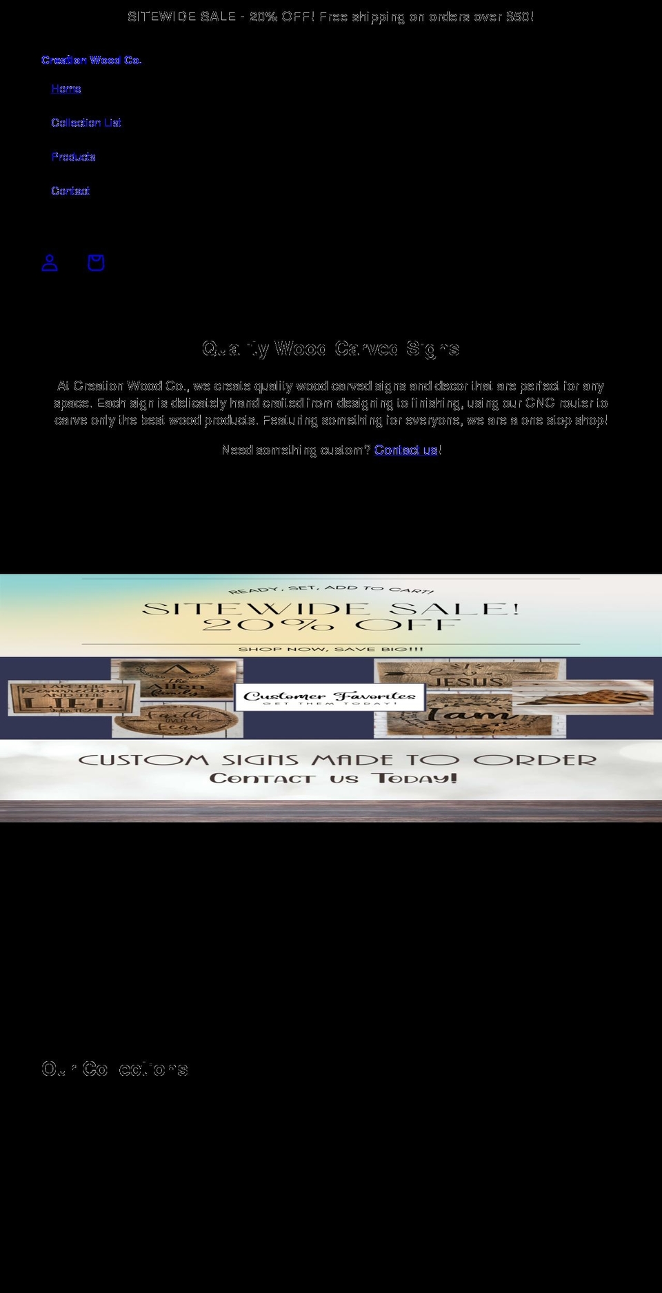 creationwoodco.com shopify website screenshot