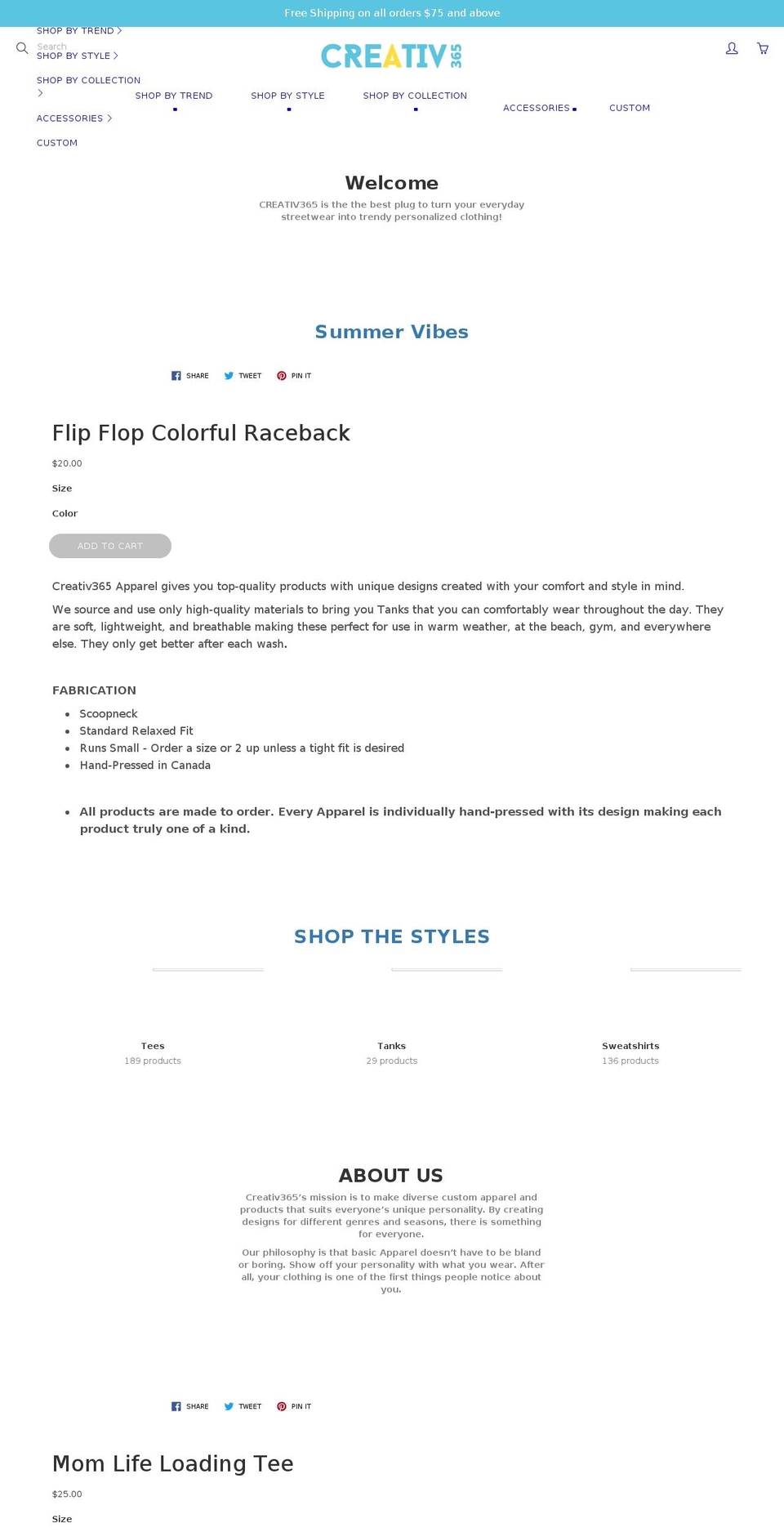 creativ365.com shopify website screenshot