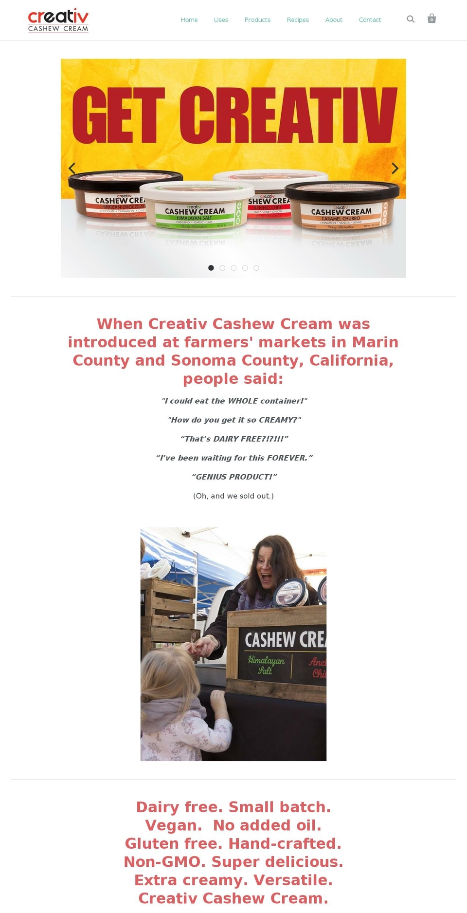 creativcashewcream.com — Shopify storefront screenshot