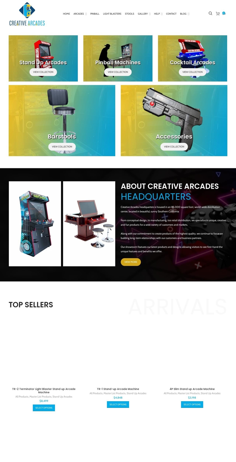 creative-arcades.com shopify website screenshot