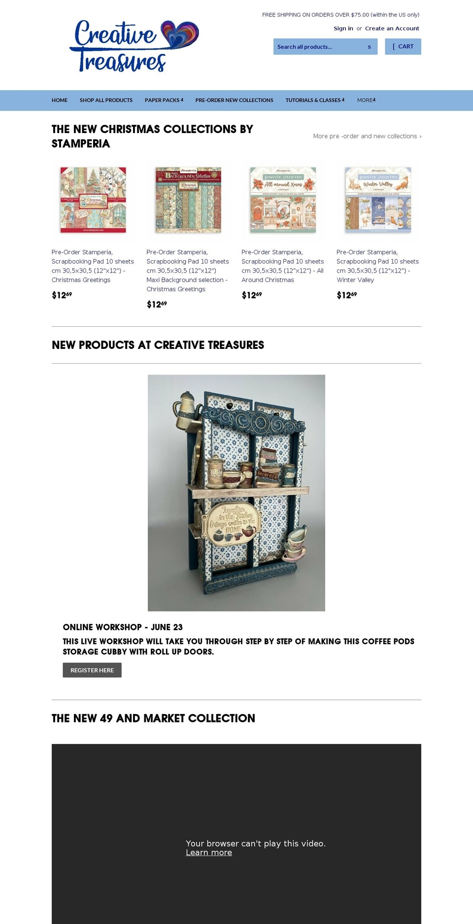 creative-treasures.com shopify website screenshot
