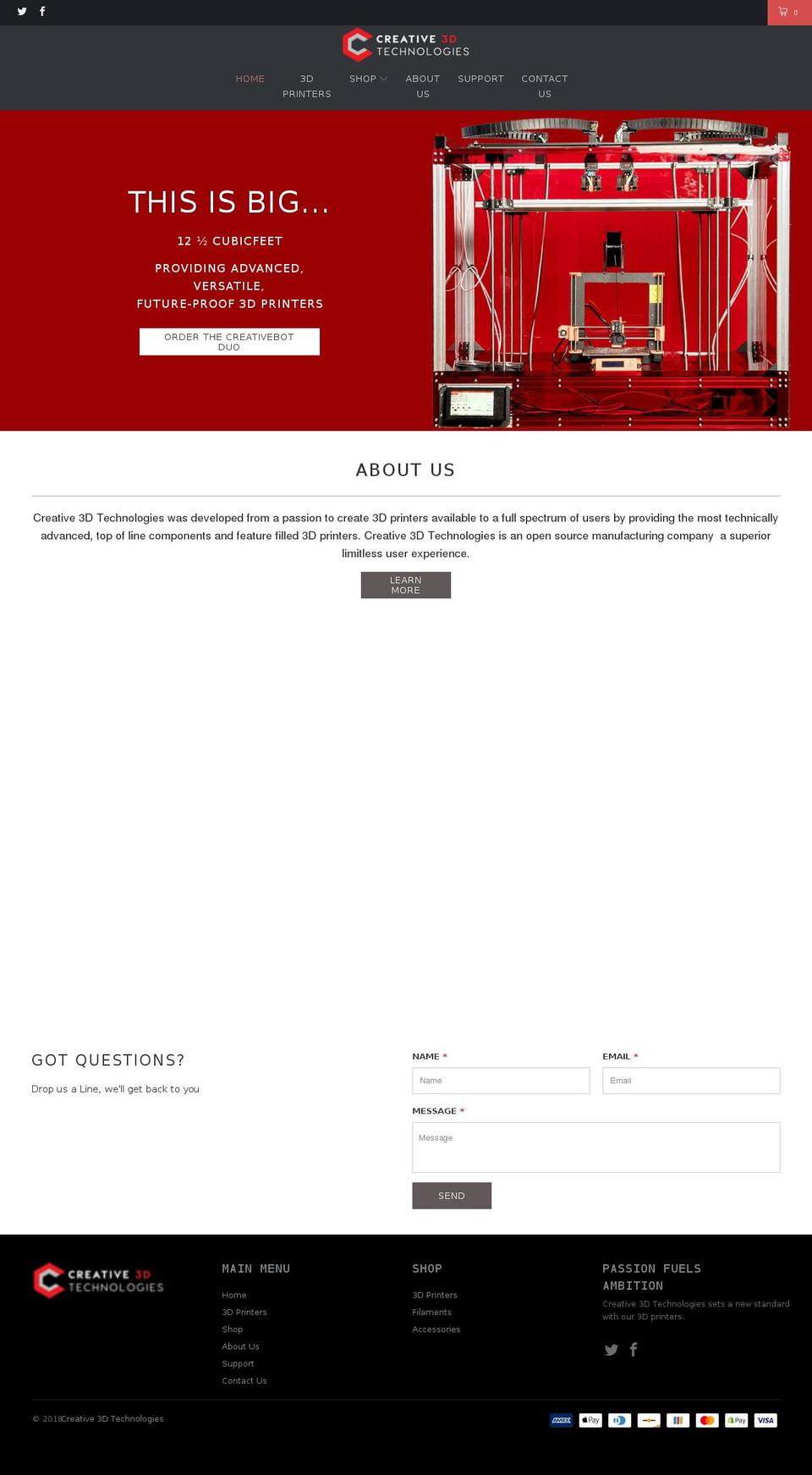 creative3dtechnologies.com — Shopify storefront screenshot