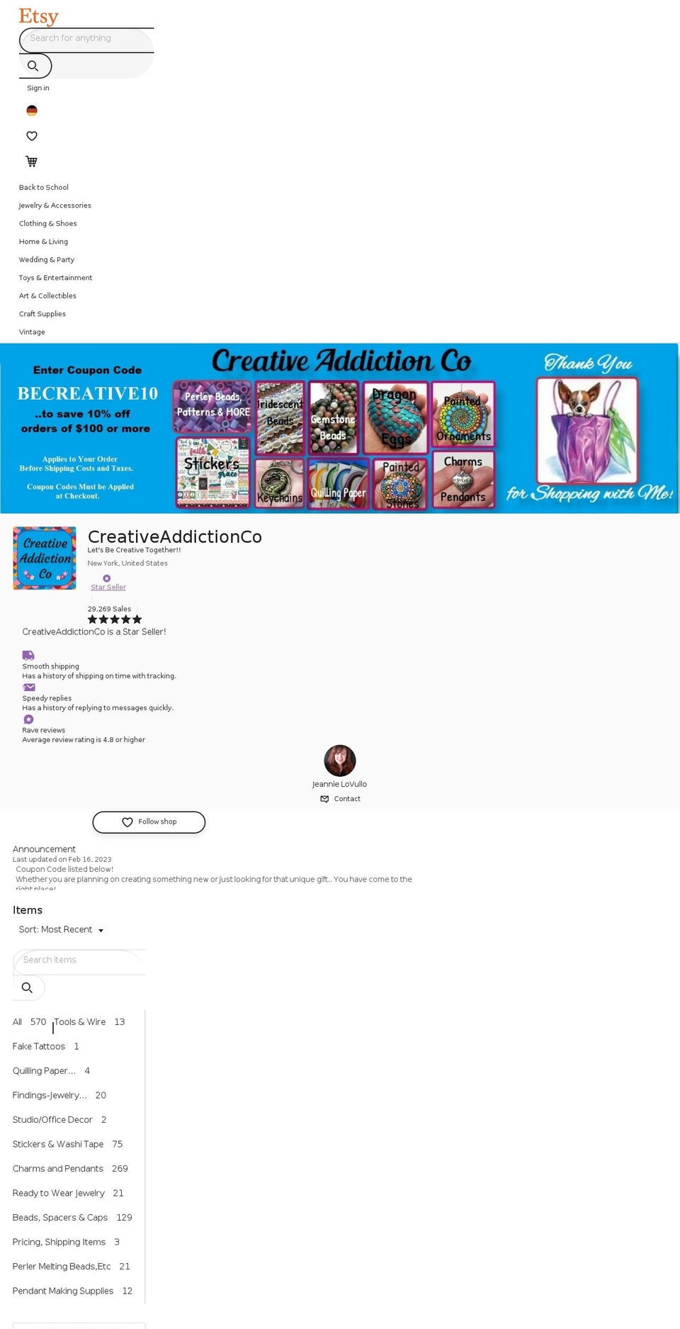 creativeaddictionco.com — Shopify storefront screenshot