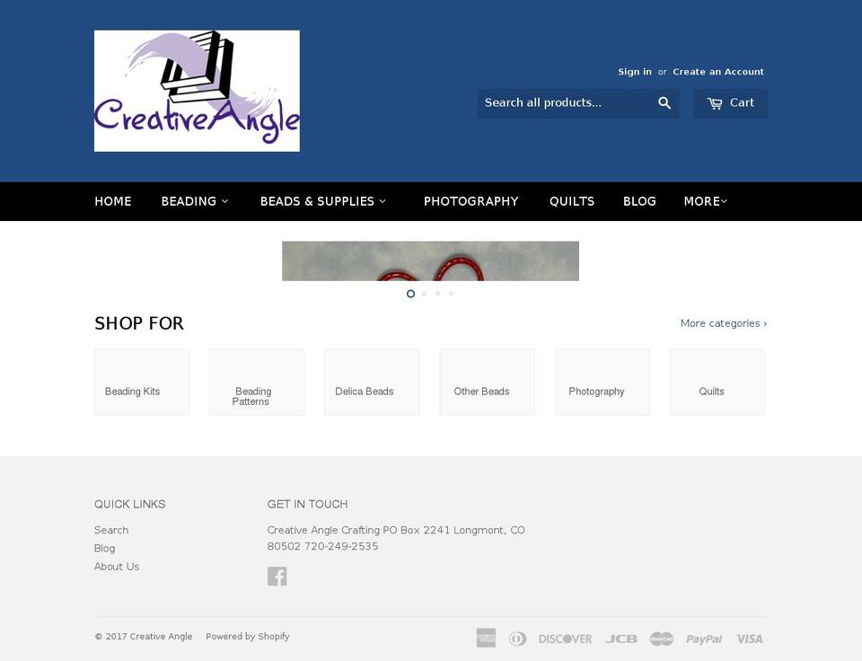 creativeanglecrafting.com shopify website screenshot