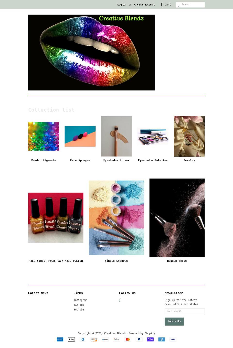 creativeblendz.com shopify website screenshot