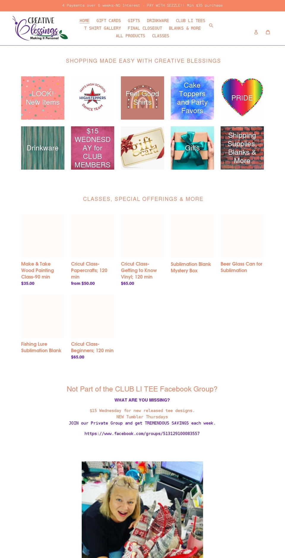 creativeblessings.net shopify website screenshot