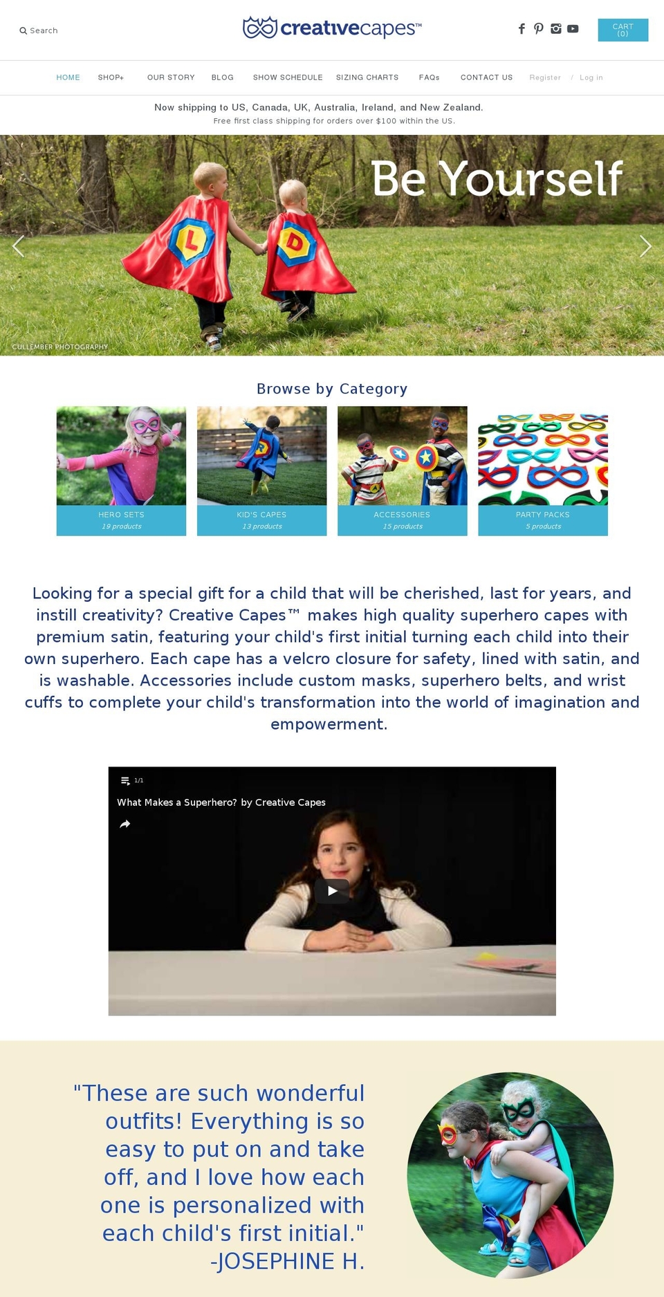 creativecapes.com shopify website screenshot